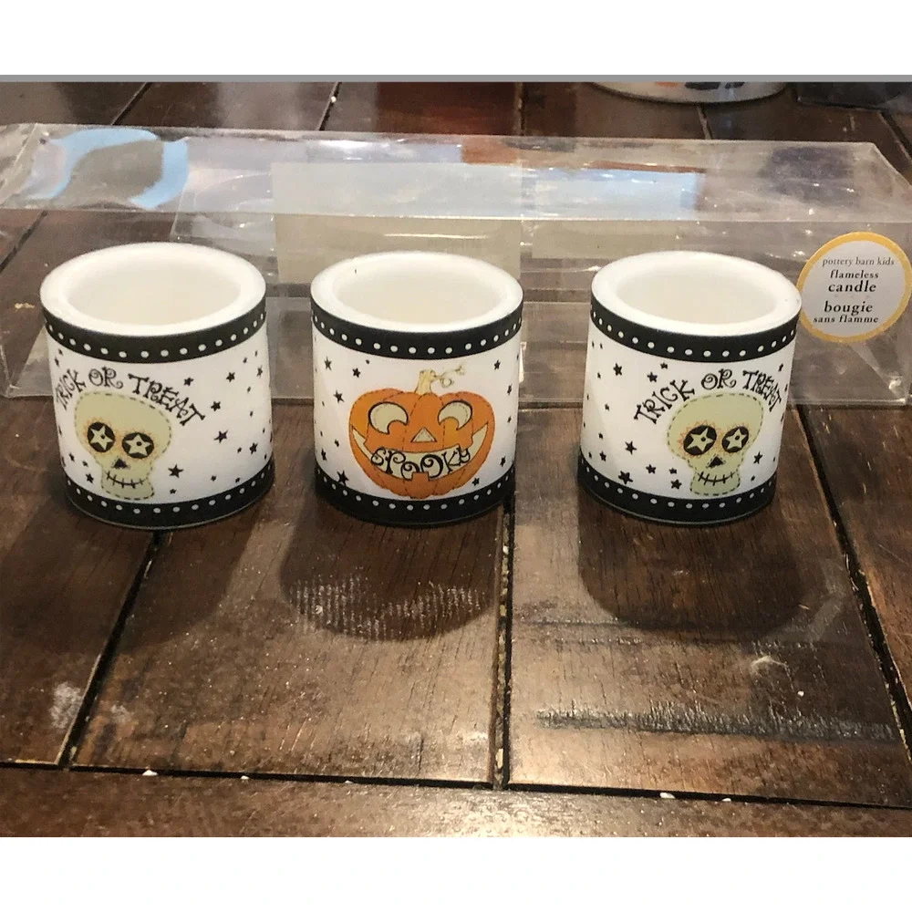 Pottery Barn Kids Halloween Votive Flameless Battery Candles Set of 3 *1 missing